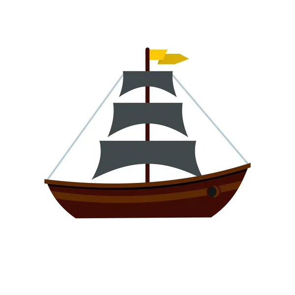 Barco com vela ícone, estilo plano — Vetor de Stock