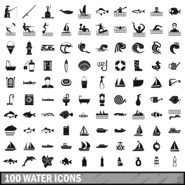 basit tarzda 100 su Icons set