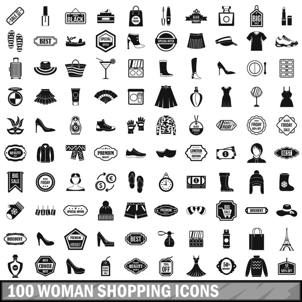 basit tarzda 100 kadın alışveriş Icons set
