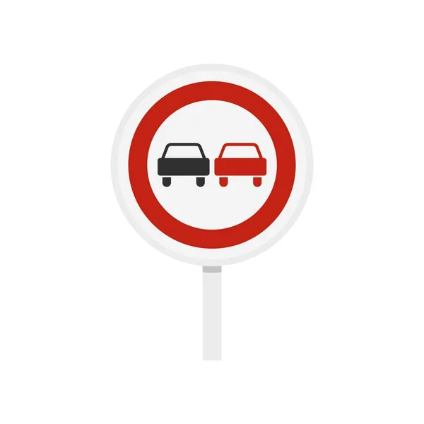 Nincs előzési közúti forgalom jel ikon, lapos stílusú — Stock Vector