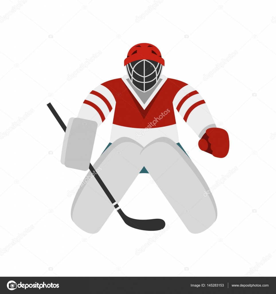 Hockey goalkeeper icon, flat style Stock Vector by ©ylivdesign 145283153, image size:963x1024