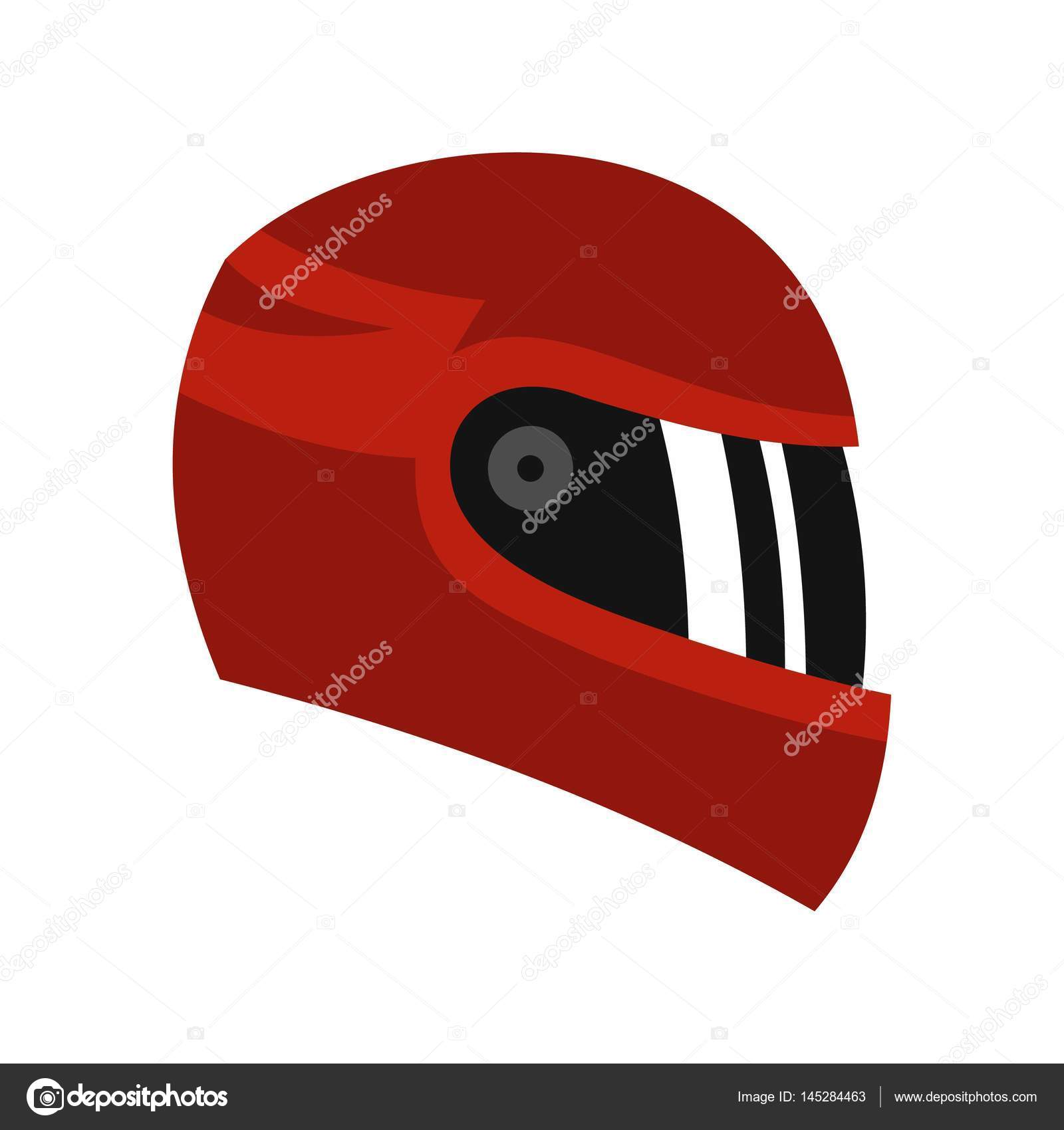 Röd racing hjälm ikon, platt stil Stock Vector by ©ylivdesign 145284463