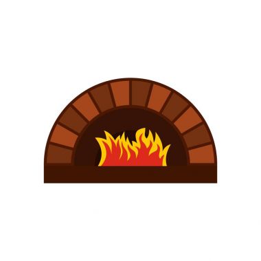 Tuğla pizza fırını yangın simgesi, düz stil ile
