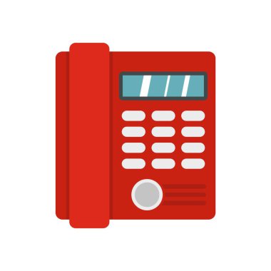 Kırmızı klasik iş ofis telefon simgesini, düz stil