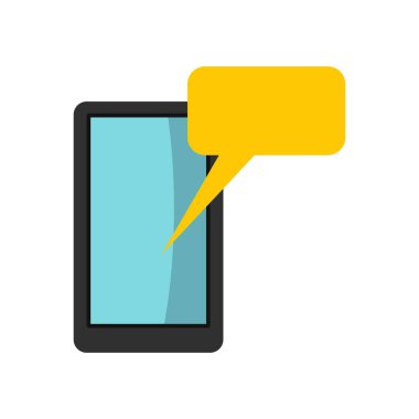 Kabarcık konuşma simgesini, düz stil ile Smartphone