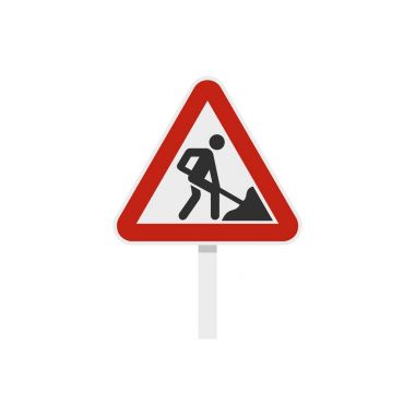Roadworks sign icon, flat style clipart