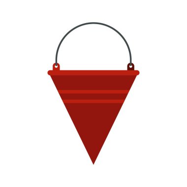 Kırmızı ateş kova simgesi, düz stil