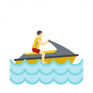 Jet ski rider Icon, düz stil