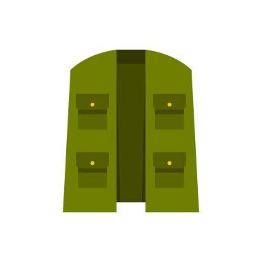 Yeşil avcı yeleği simgesi, düz stil