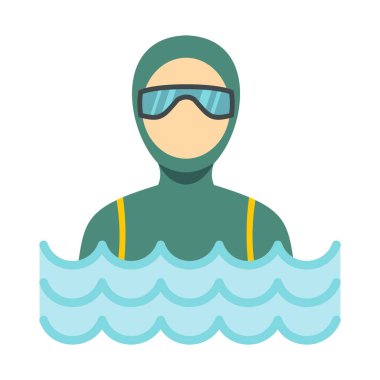 Scuba diver adam dalgıç giysisi simgesi, düz stil