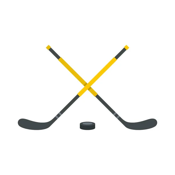 Sticks und Puck-Ikone, flach — Stockvektor