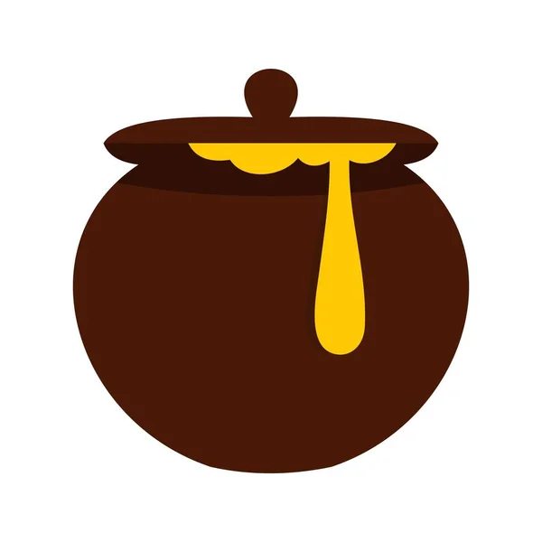 Honey pot icon, flat style — Stock Vector