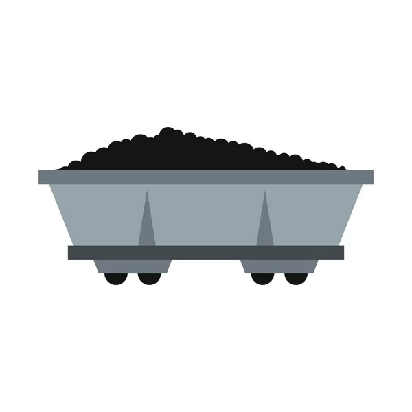 Kömür arabası simgesi, düz stil — Stok Vektör