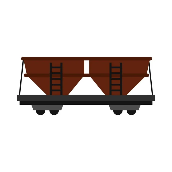 Vracht spoorlijn auto pictogram, vlakke stijl — Stockvector