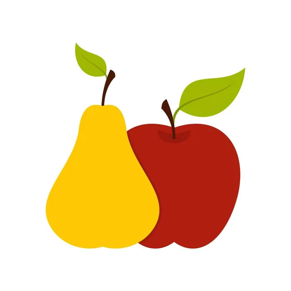 Icône pomme et poire, style plat — Image vectorielle