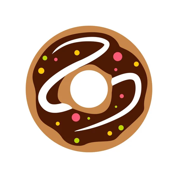 Icono de donut de chocolate, estilo plano — Archivo Imágenes Vectoriales