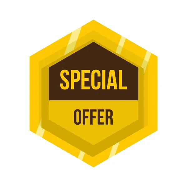 Ícone de etiqueta de oferta especial dourada, estilo plano — Vetor de Stock