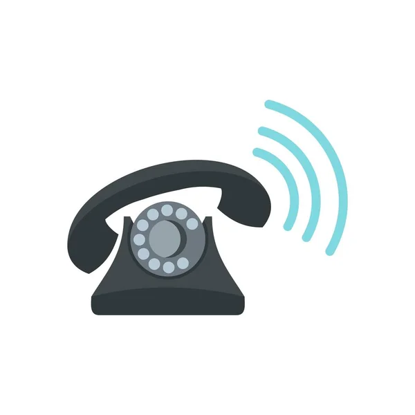 Černé retro telefon zvoní ikonu, plochý — Stockový vektor