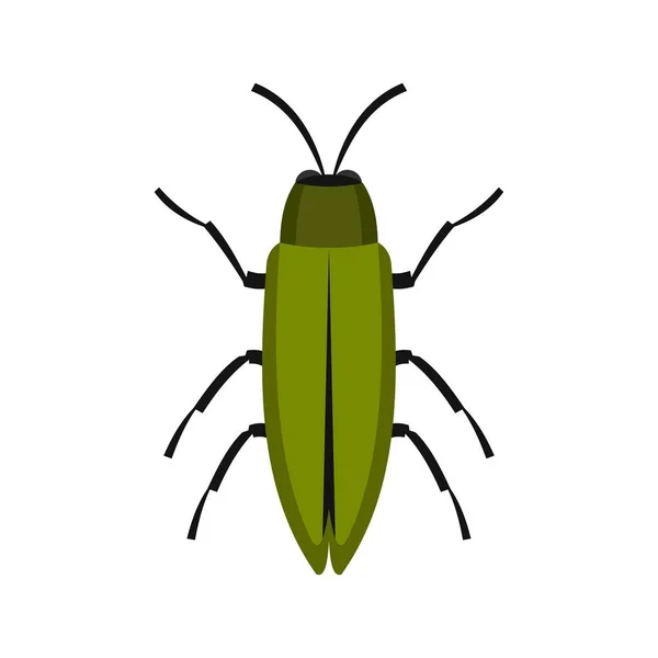 Icona di scarabeo verde, stile piatto — Vettoriale Stock