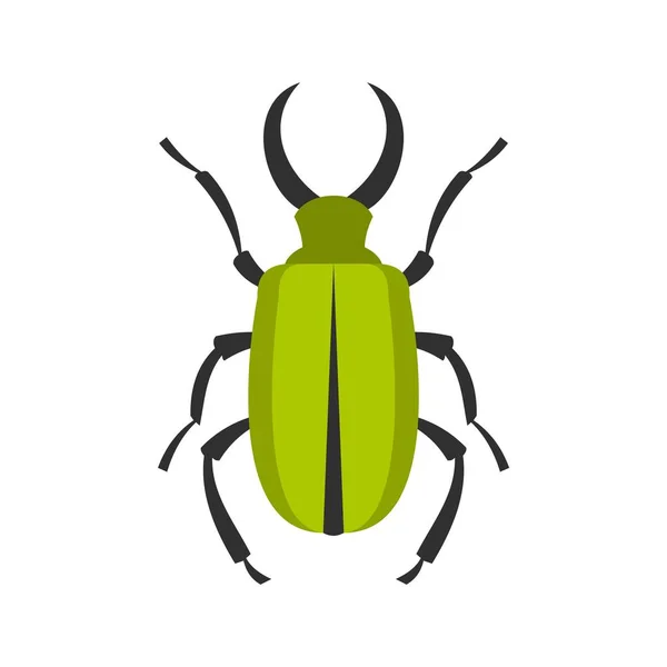 Green bug icon, flat style — Stock Vector