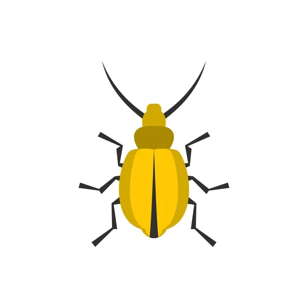 Yellow beetle icon, flat style — Stock Vector