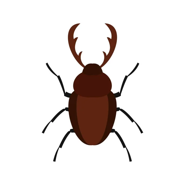 Icône du scarabée rhinocéros, style plat — Image vectorielle