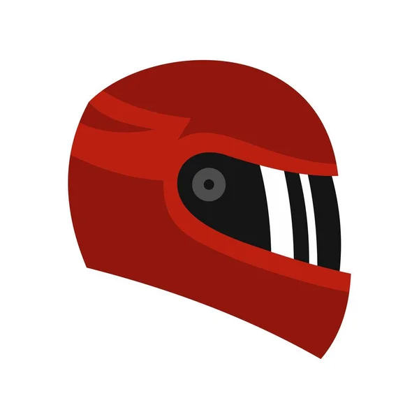 Red racing helmet icon, flat style — Stock Vector
