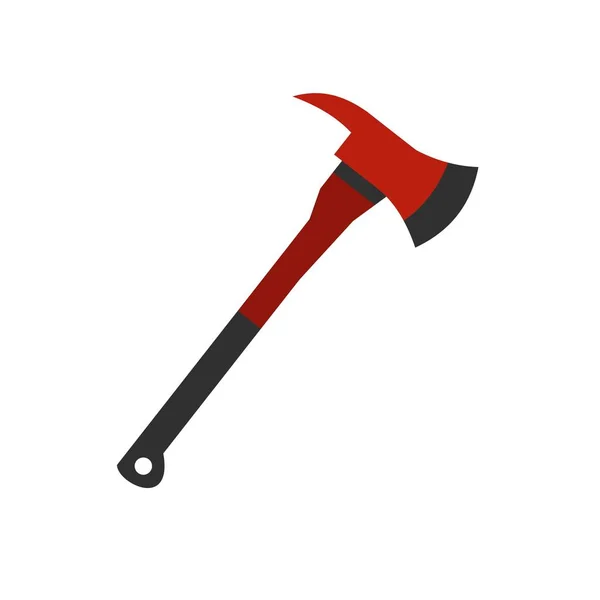 Rotes Feuerwehraxt-Symbol, flacher Stil — Stockvektor