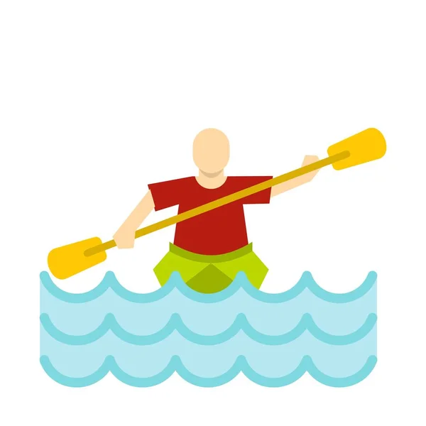 Kayaking water sport icon, flat style — Stock Vector