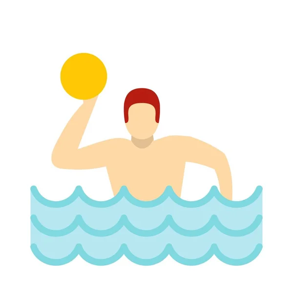 Vodní pólista v bazénu ploché styl ikon — Stockový vektor