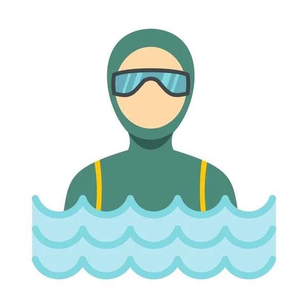 Plongeur homme en combinaison de plongée icône, style plat — Image vectorielle