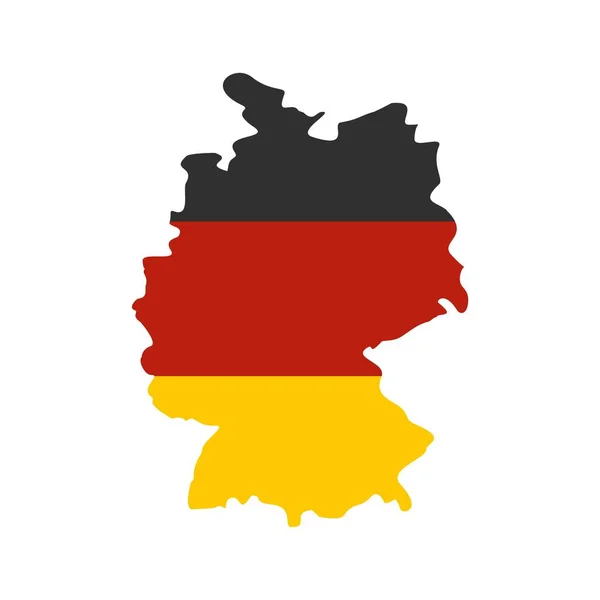 Mapa de Alemania con icono de la bandera nacional, estilo plano — Vector de stock