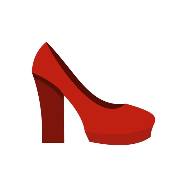 Red high heel shoes icon, flat style — Stock Vector