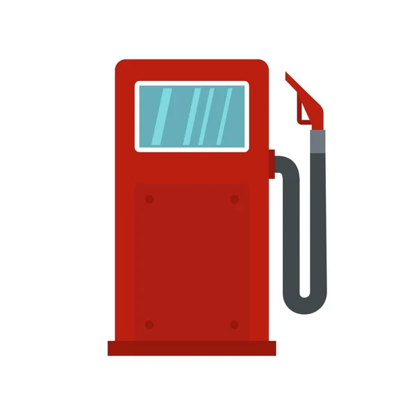 Red gasoline pump icon, flat style — Stock Vector