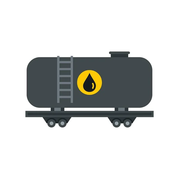 Icono del petrolero del ferrocarril de la gasolina, estilo plano — Vector de stock