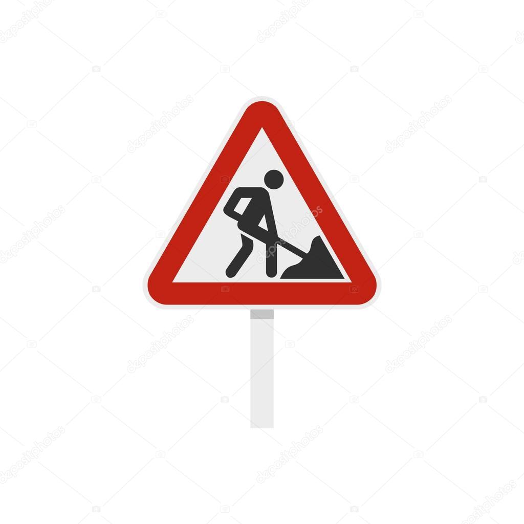 Roadworks sign icon, flat style