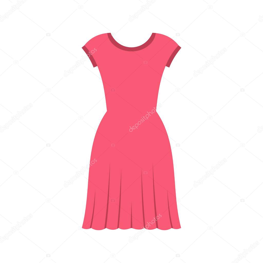 Pink dress icon in flat style isolated on white background vector illustration