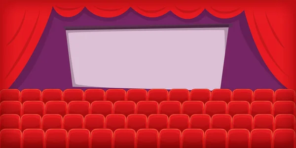 电影院电影的水平横幅大厅，卡通风格 — 图库矢量图片