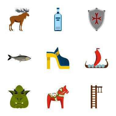 İsveç Icons set için Hoşgeldiniz, stil düz