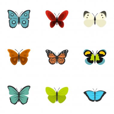 Kelebek Icons set, düz stil