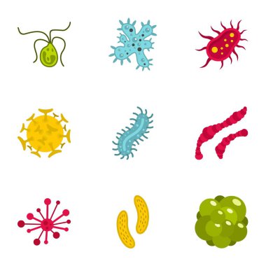 Virüs Icons set, düz stil