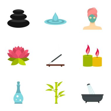 Sağlık elemanları Icons set, düz stil