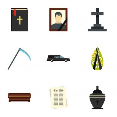 Ölüm Icons set, düz stil