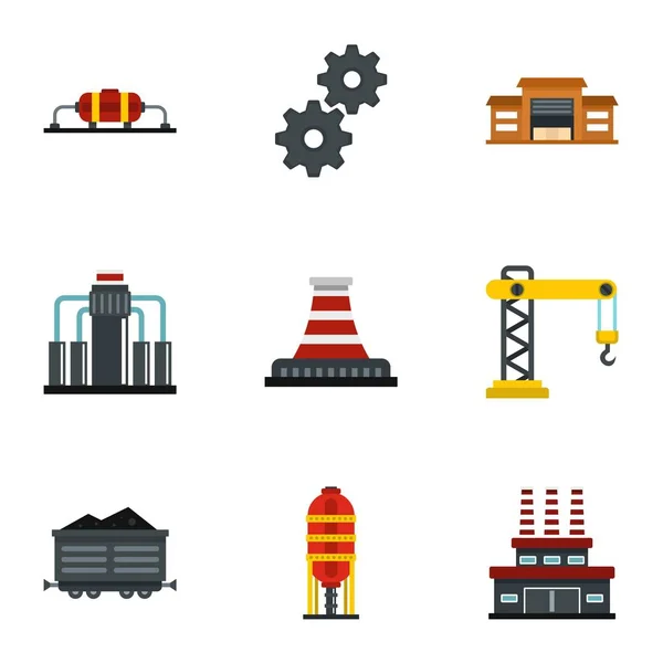 Conjunto de ícones de instalações de extração e refinaria — Vetor de Stock