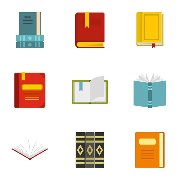 Könyvtári ikonok készlet, lapos stílus — Stock Vector