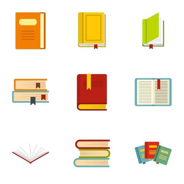 Livros conjunto de ícones, estilo plano — Vetor de Stock