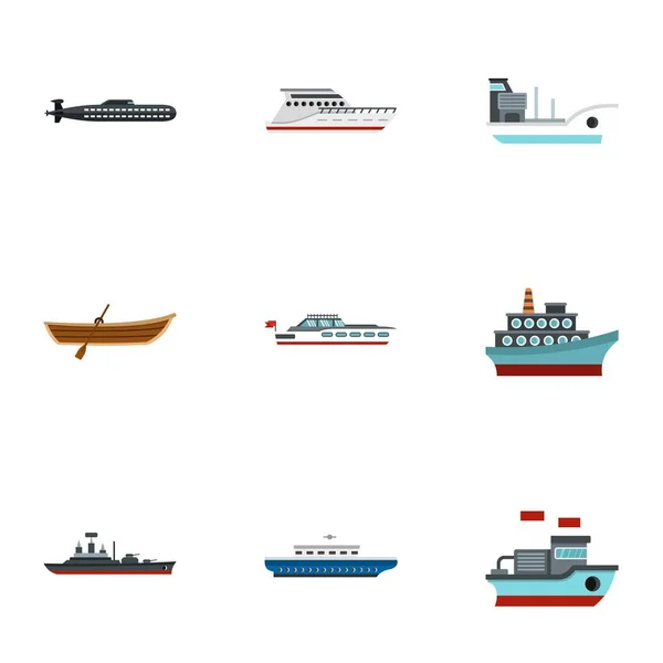 Conjunto de iconos de transporte marítimo, estilo plano — Vector de stock