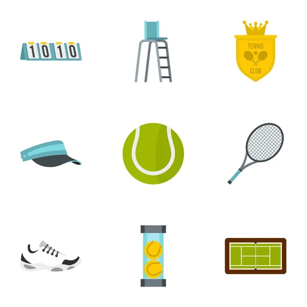 Conjunto de ícones de tênis, estilo plano — Vetor de Stock