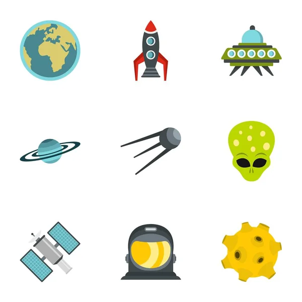 Cosmos icons set, flat style — Stock Vector