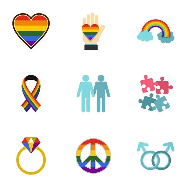 Ensemble d'icônes homosexuelles, style plat — Image vectorielle